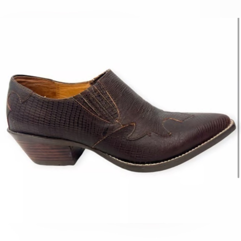 Ariat low brown leather western heeled booties